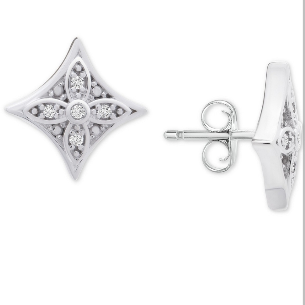 Diamond Star Stud Earrings (1/10 ct. t.w.) in Sterling Silver - Picture 3 of 9
